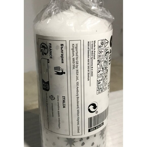 IKEA Vinterfint White & Black Star Patterned Pillar Candle 45 Hours 14cm - Picture 2 of 6